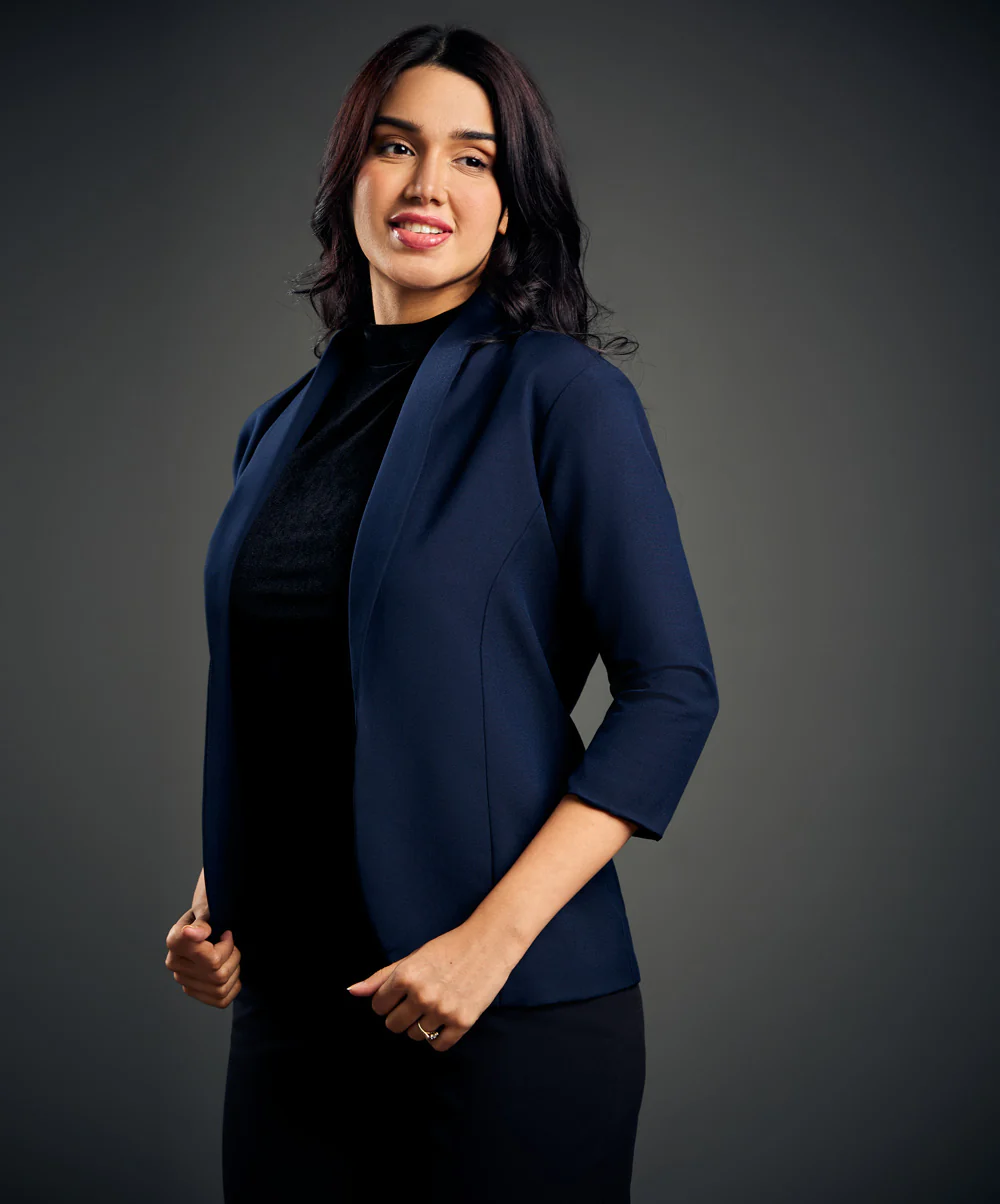 3/4 Sleeve Dark Blue Office Blazer - Image 2