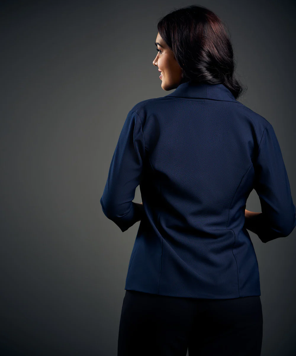 3/4 Sleeve Dark Blue Office Blazer - Image 4