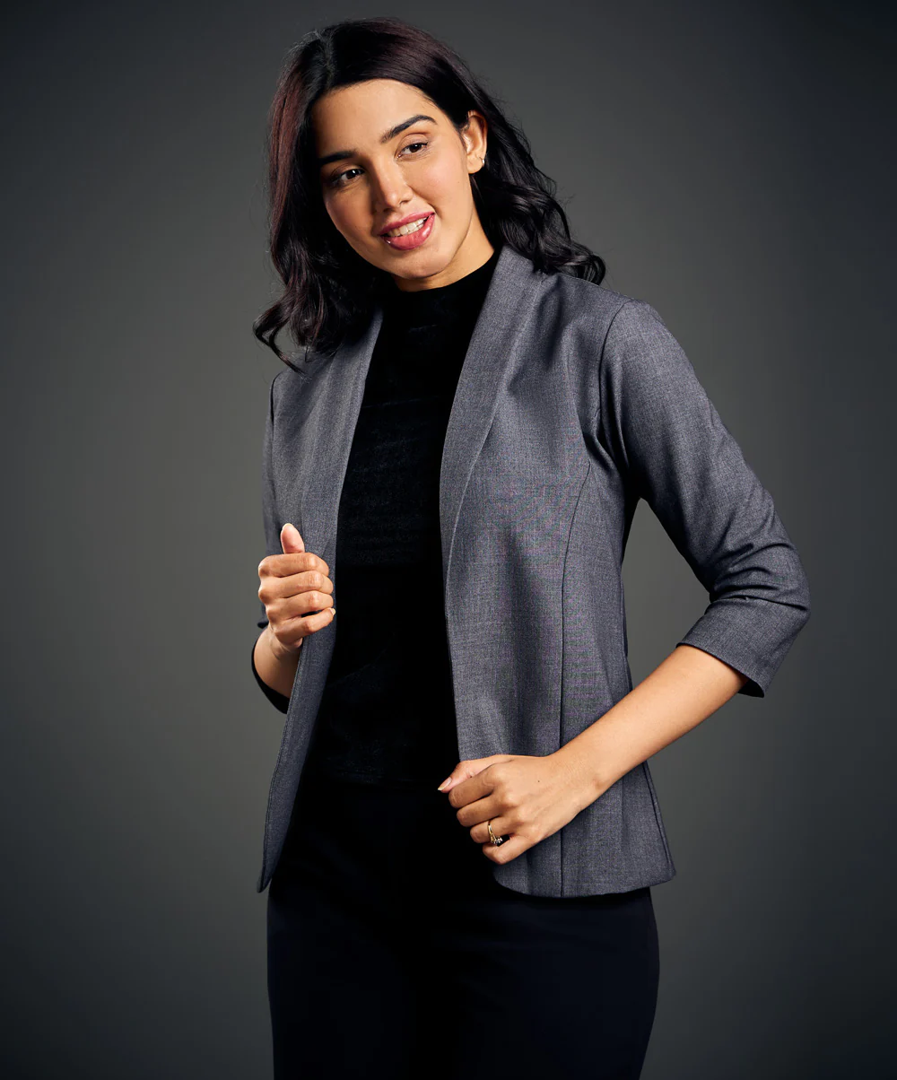 3/4 Sleeve Grey Office Blazer - Image 3