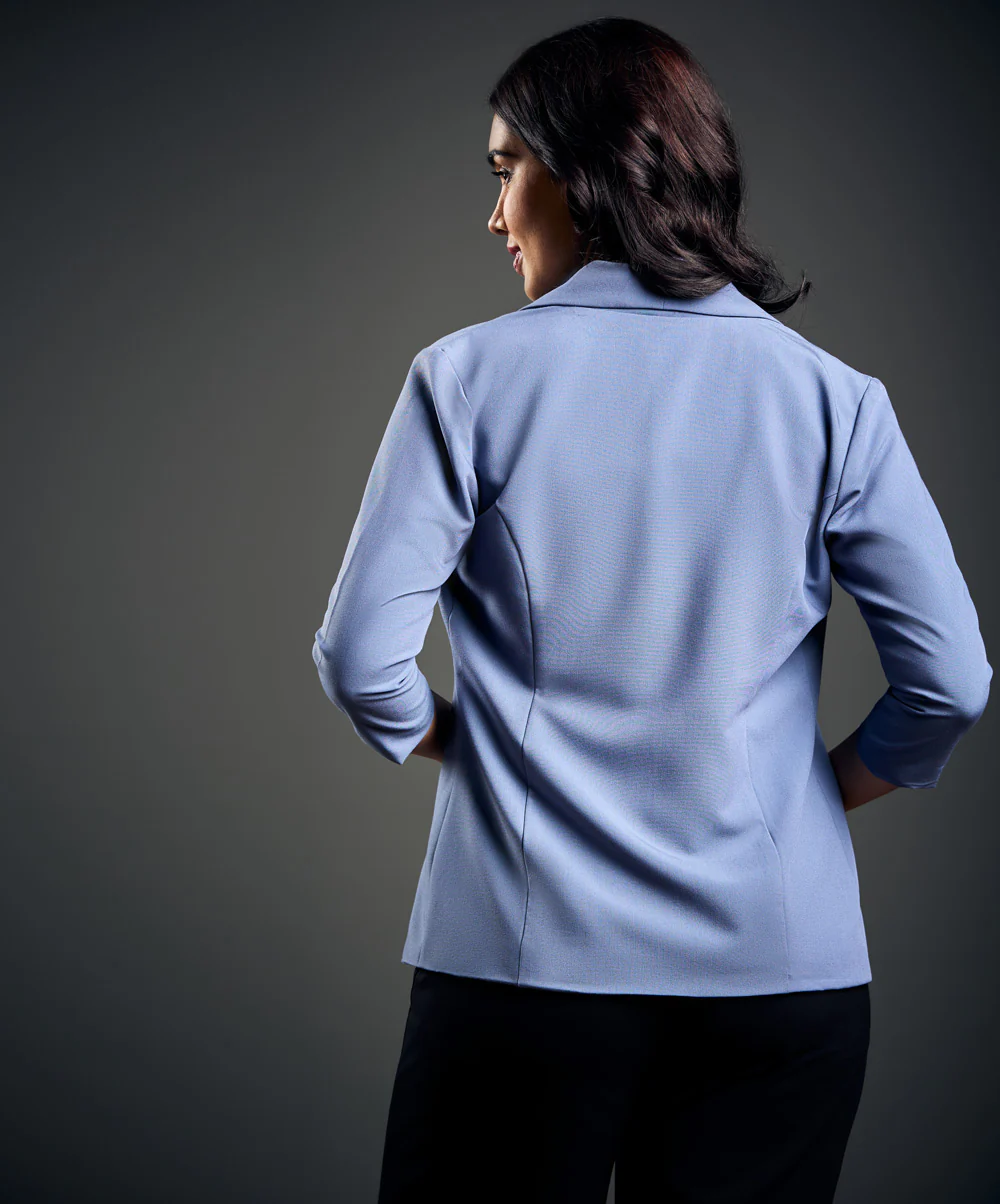 3/4 Sleeve Light Blue Office Blazer - Image 3