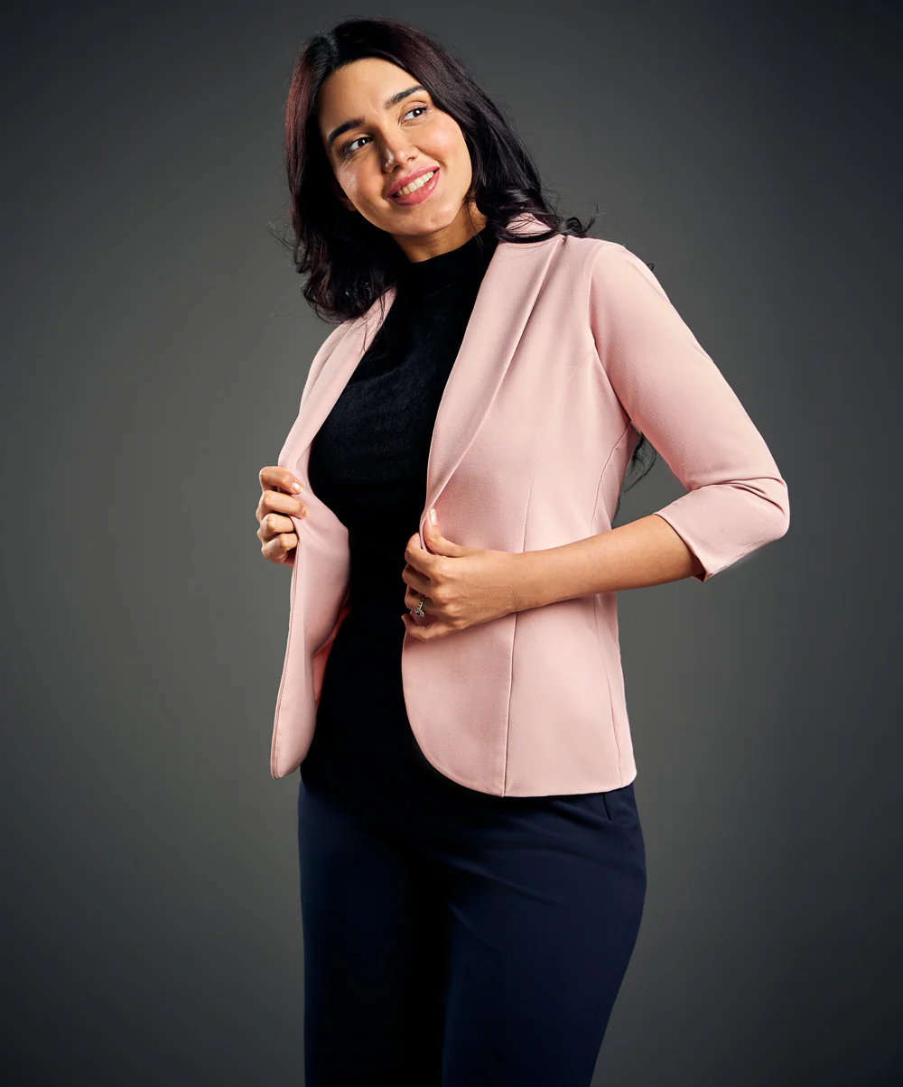 3/4 Sleeve Pink Office Blazer - Image 2