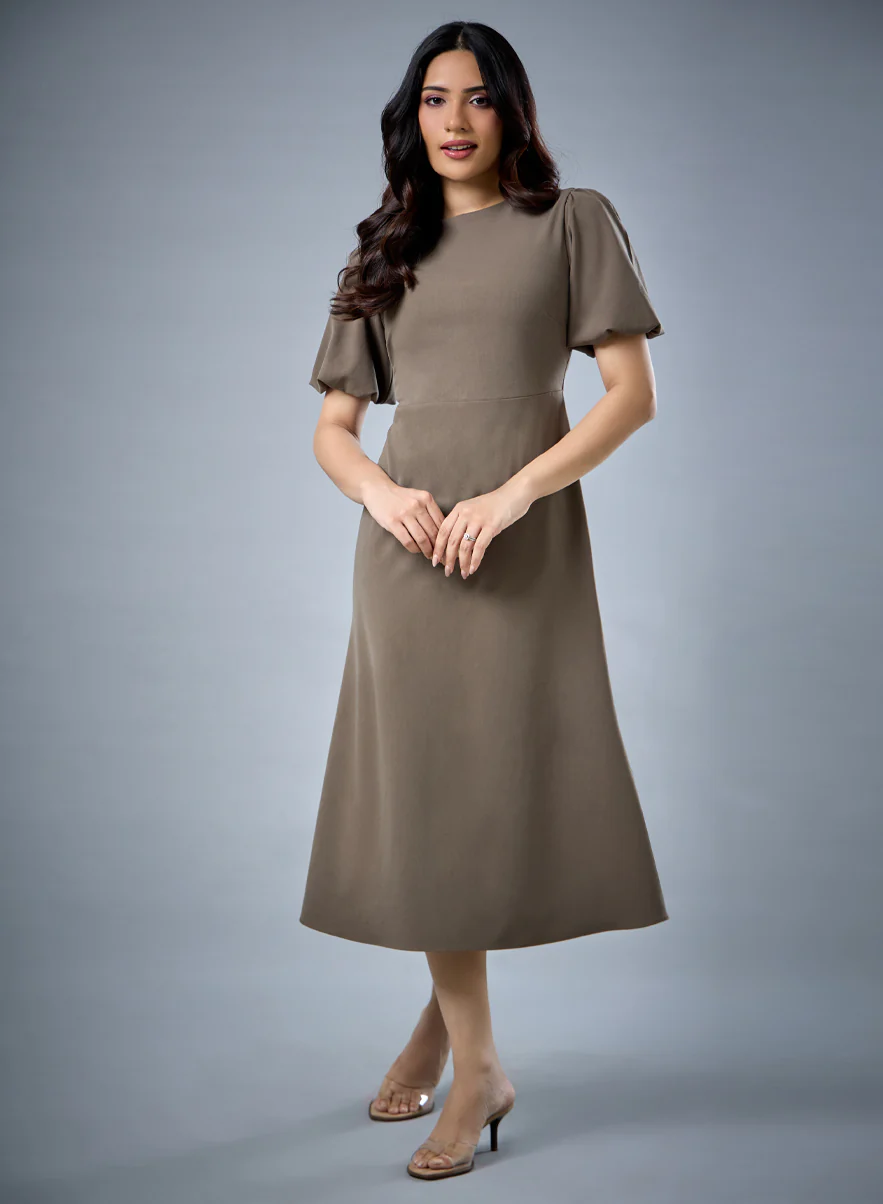 Balloon Sleeve Aline Formal Dress - Image 2
