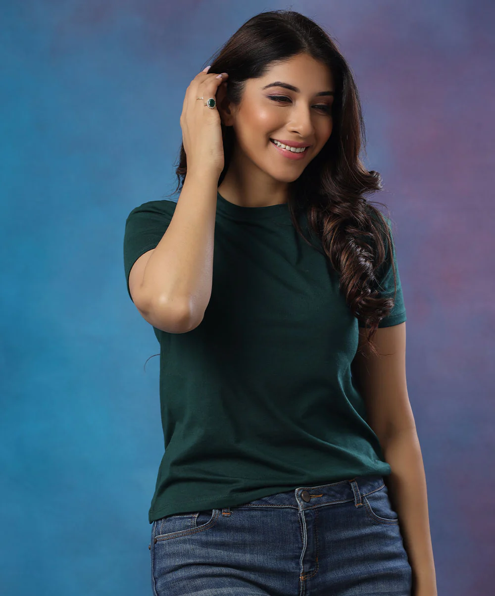 Basic Crew Neck Dark Green Tshirt