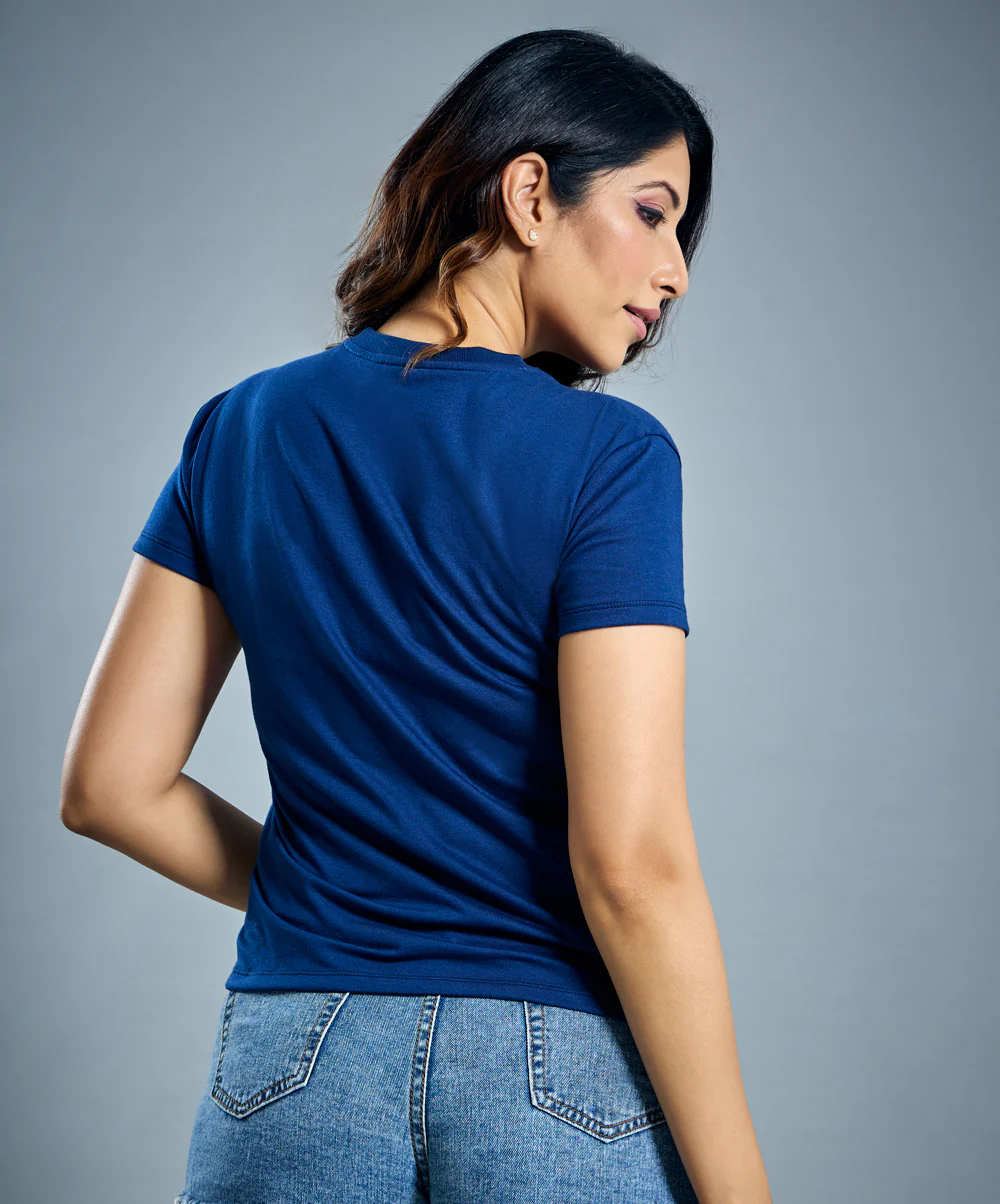 Basic Crew Neck Navy Tshirt - Image 2