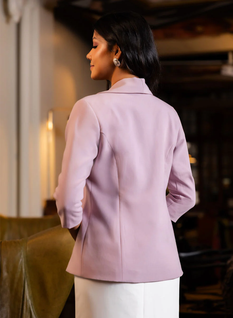 Basic Lapel Collared Blazer - Lavendar - Image 12