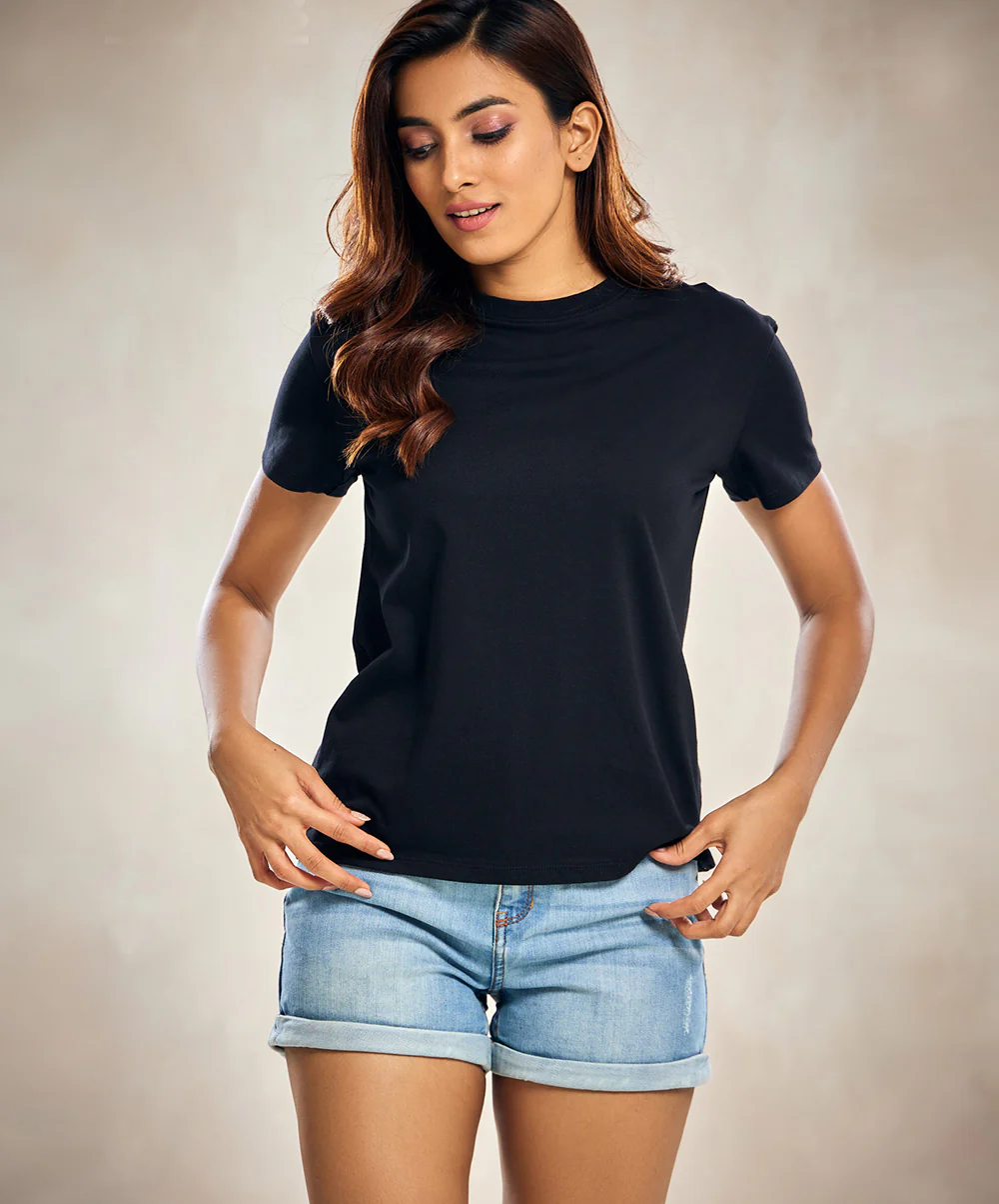 Black Basic Crew Neck Tshirt - Image 2