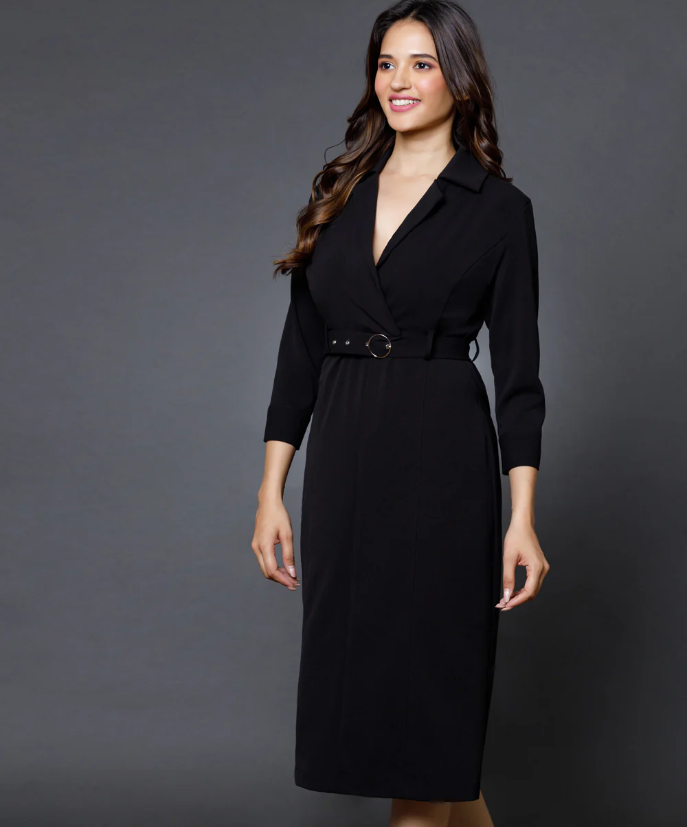 Blazer Inspired Midi Dress - Image 4