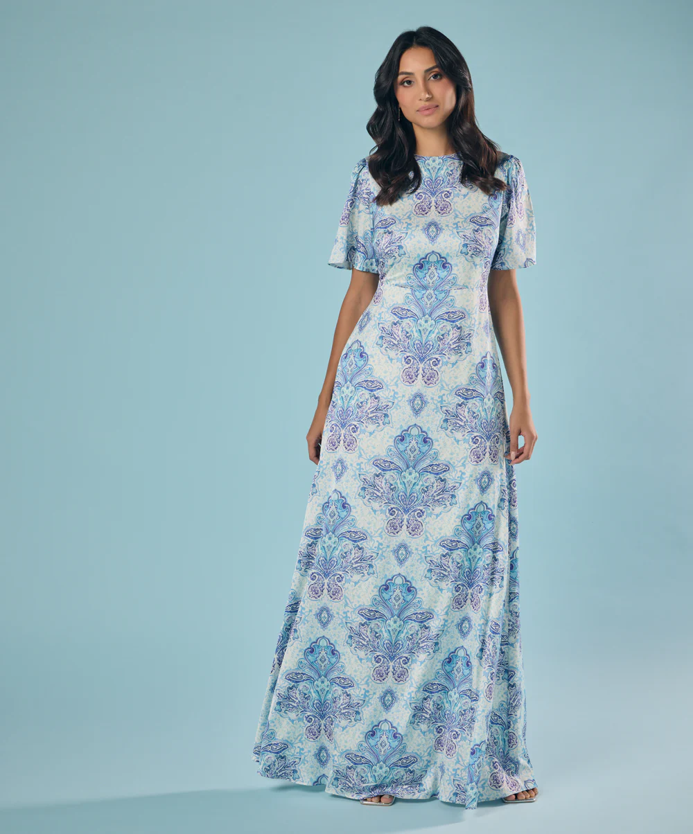 Blue And White Printed Maxi - Image 3