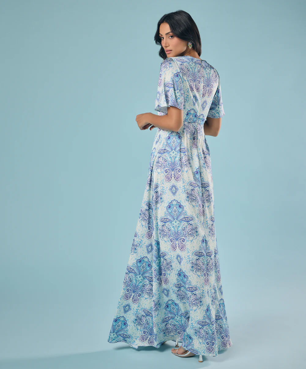 Blue And White Printed Maxi - Image 5