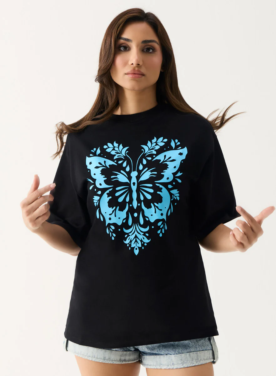 Blue Butterfly Printed T-shirt - Image 4