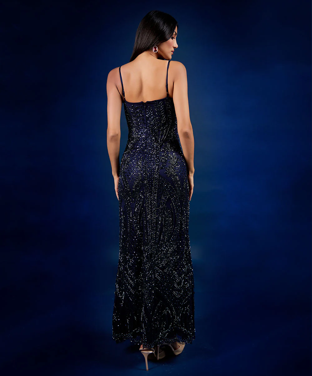 Blue Sequin Maxi Dress - Image 4
