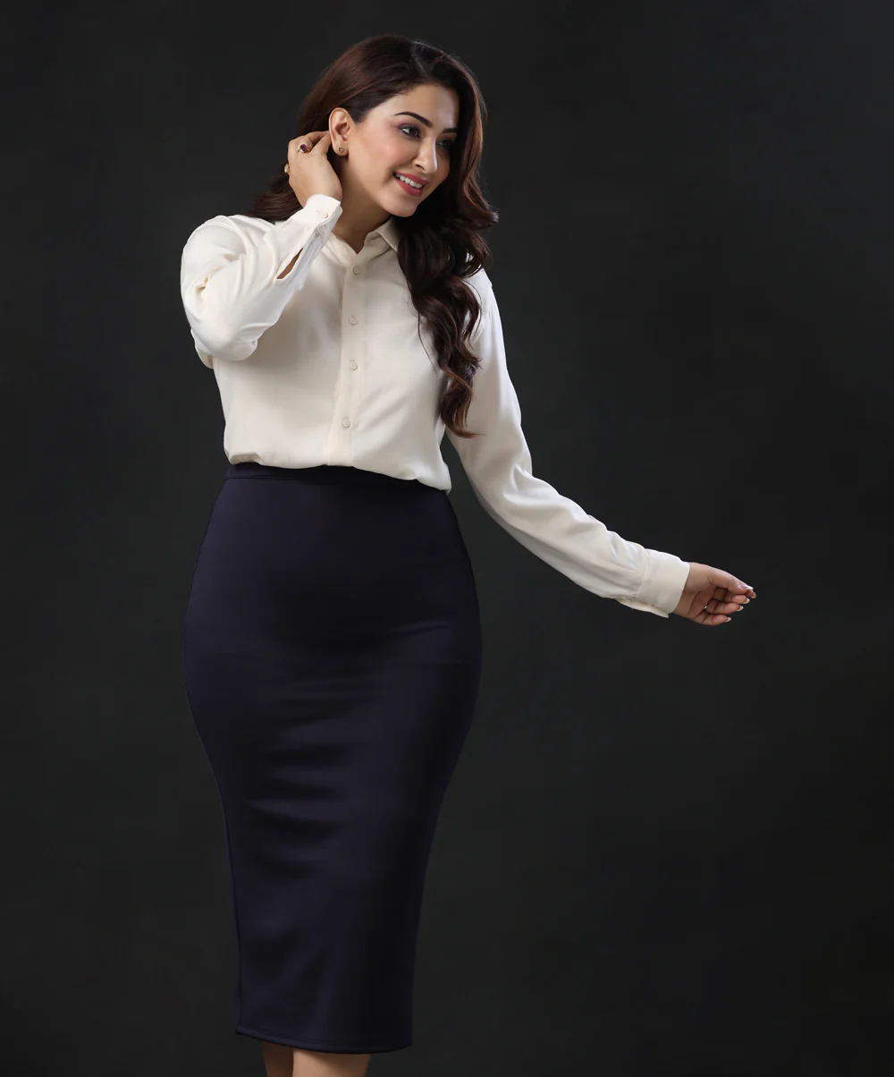 Bodycon Navy Blue Midi Skirt - Image 2