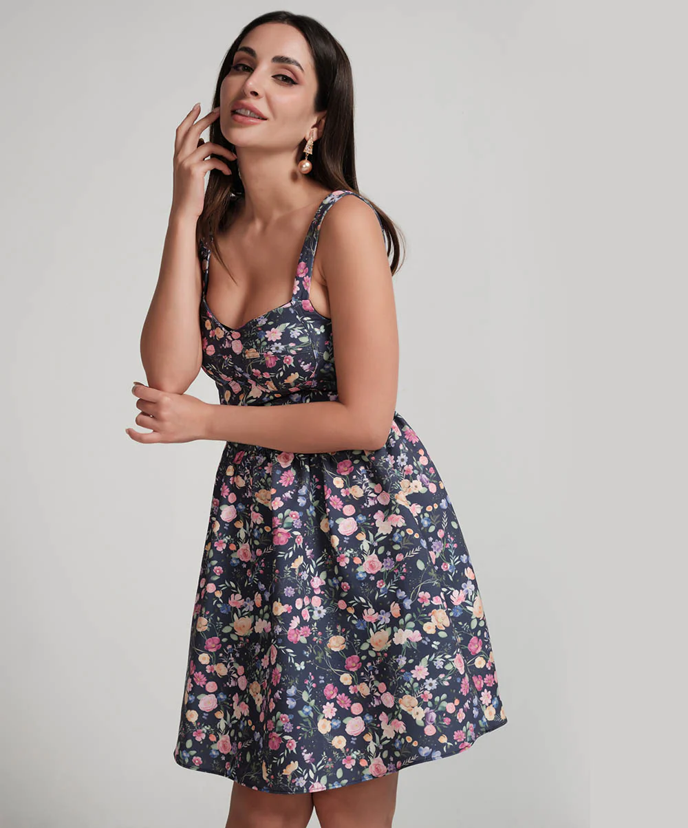 Bra Cut Printed Waist Gathered Dress - Image 3