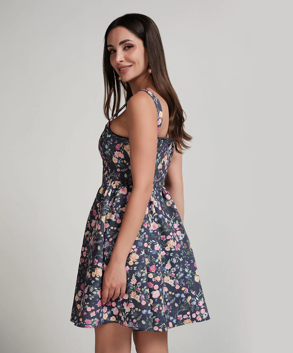 Bra Cut Printed Waist Gathered Dress - Image 4