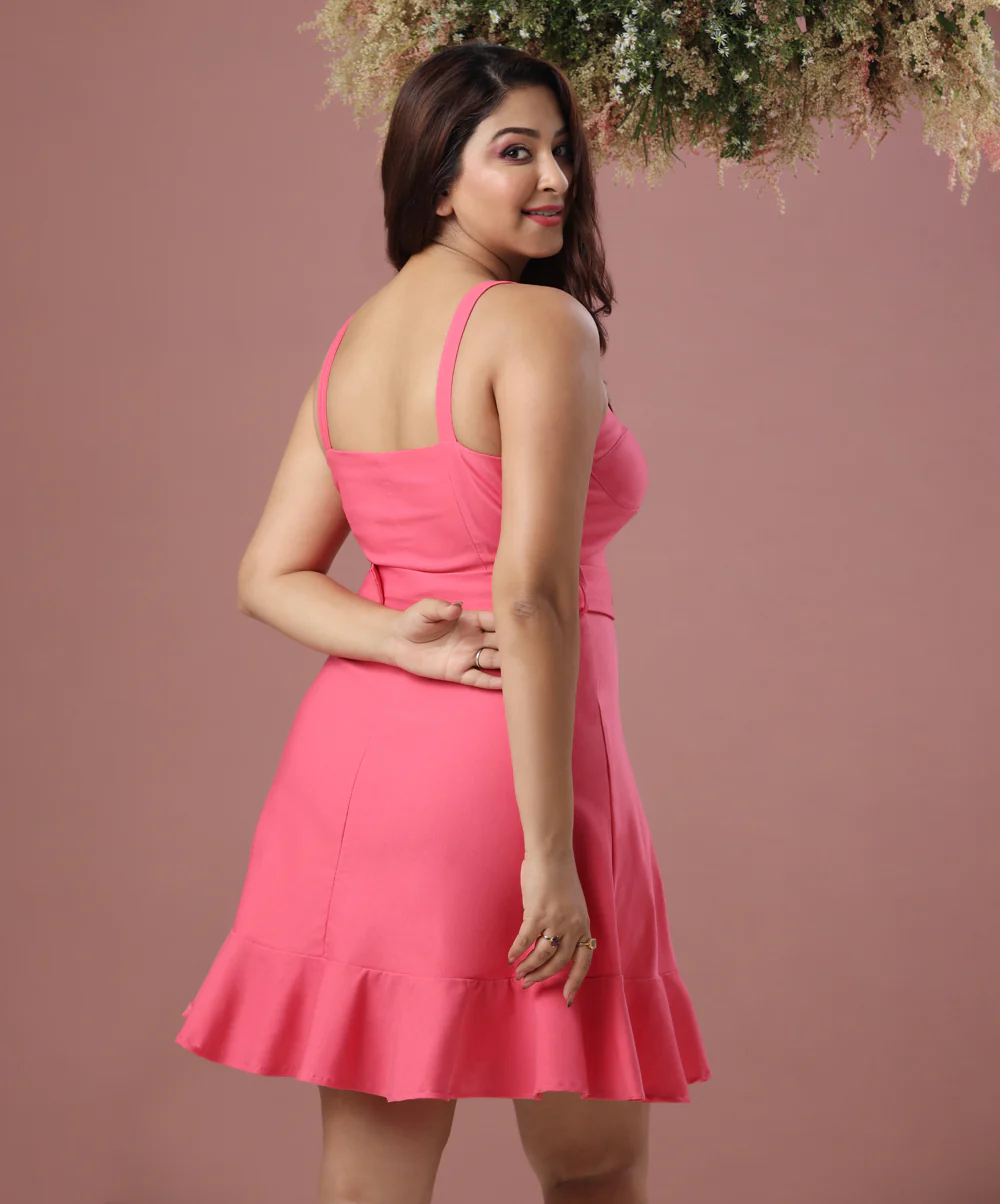 Bustier Frilled Pink Dress - Image 2