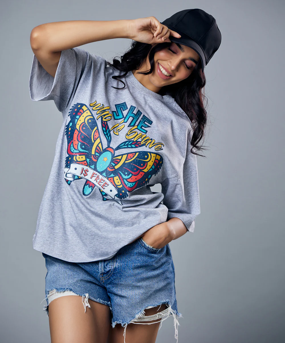 Butterfly Printed Oversized Tshirt