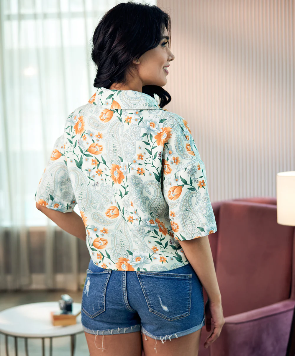 Casual Oversized Mint Printed Shirt - Image 2