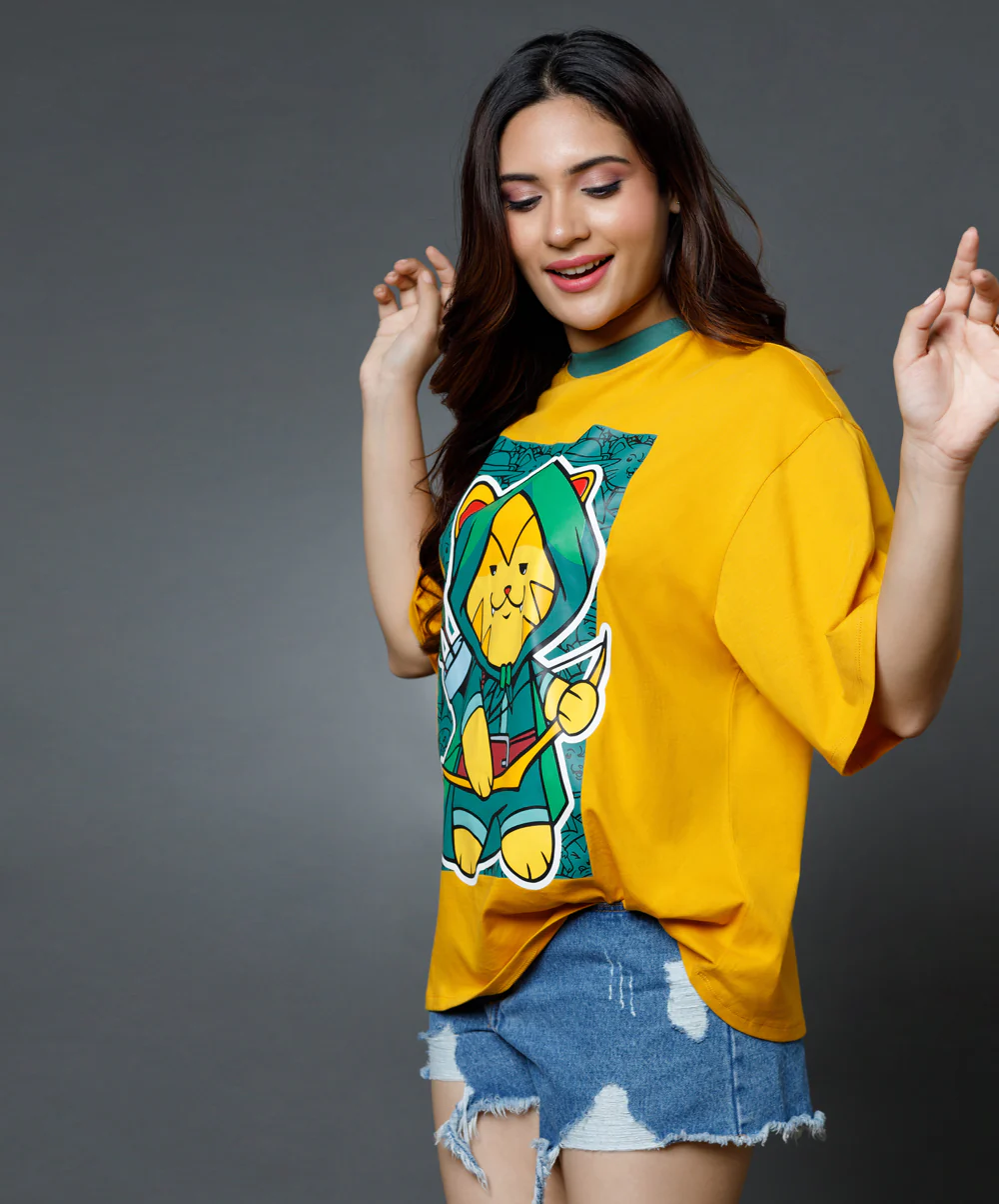 Cat In The Hood Printed Tshirt - Image 3