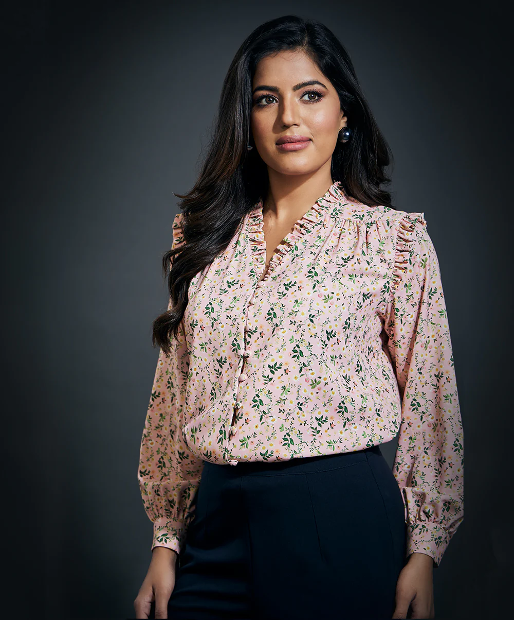 Chiffon Beige Vneck Shirt Top - Image 2