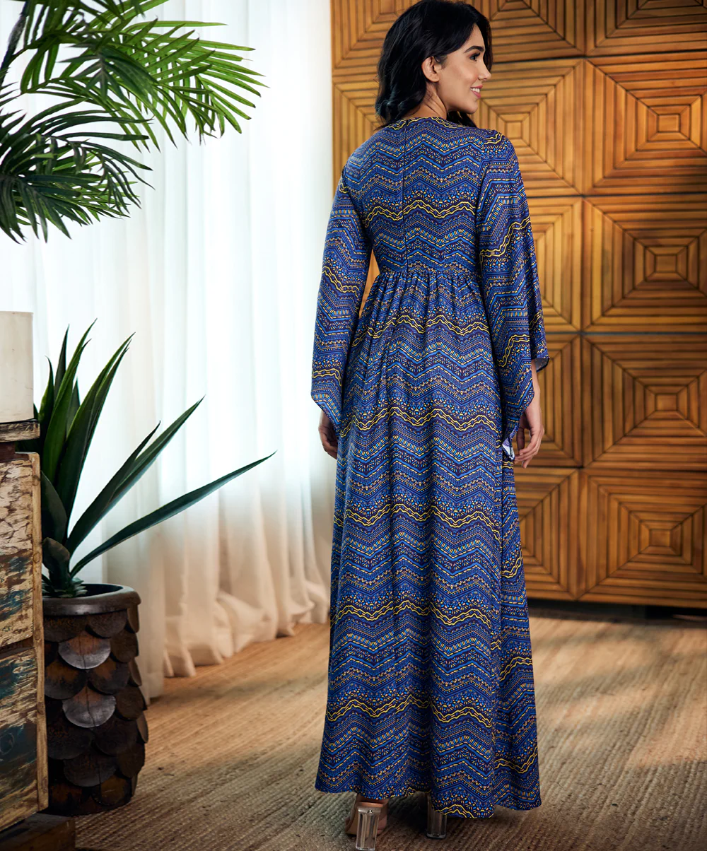 Chiffon Printed Draped Maxi Dress - Image 3