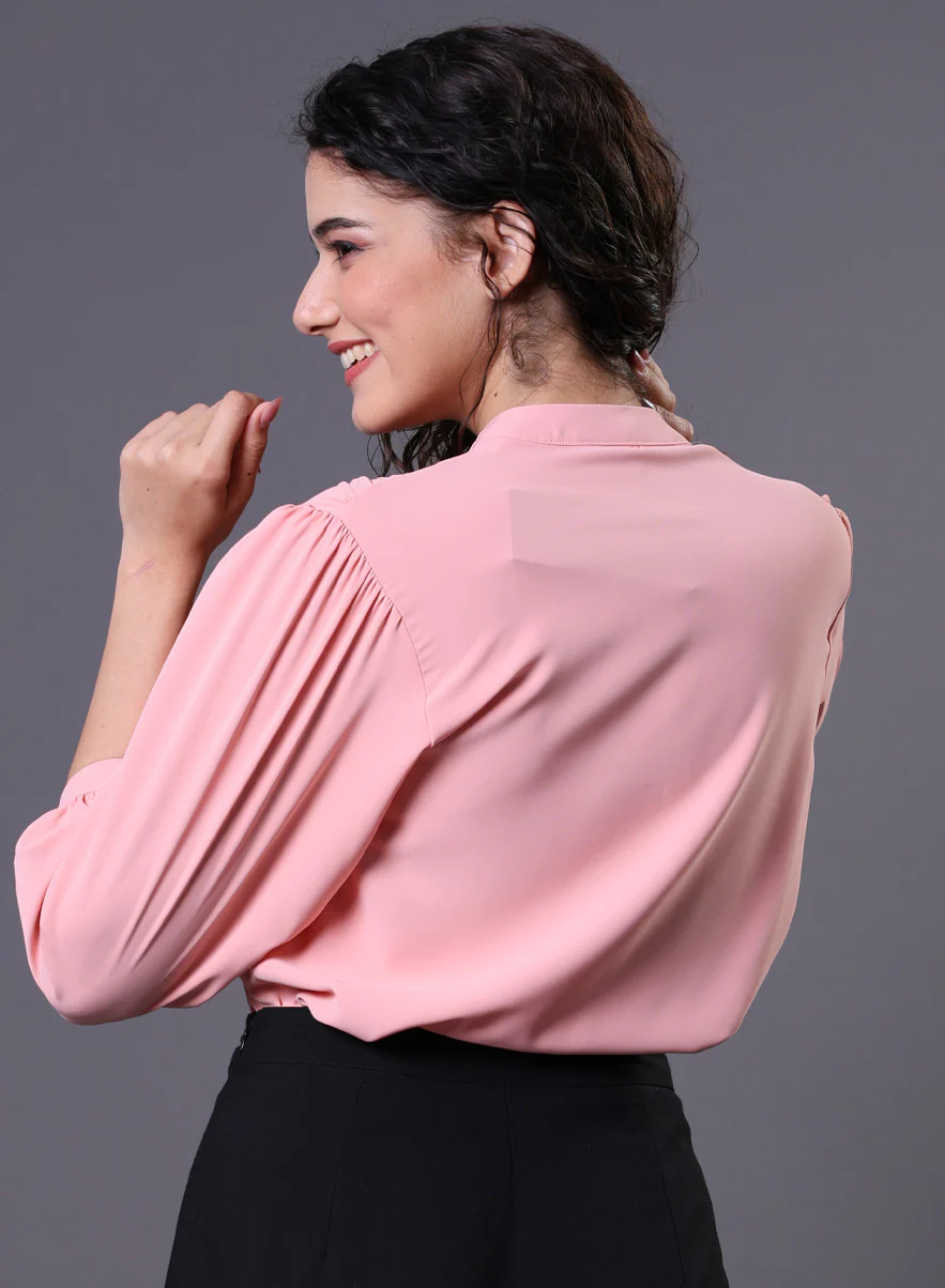 Classic Plain Pink Chiffon Top - Image 3