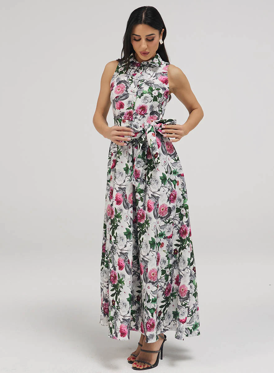 Collar Neck Floral Dress