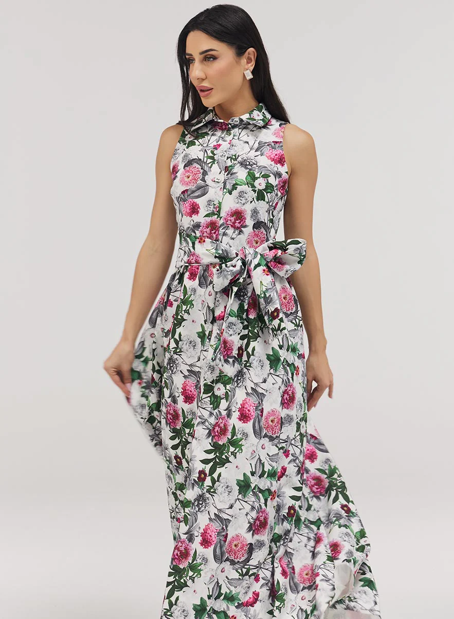 Collar Neck Floral Dress - Image 3