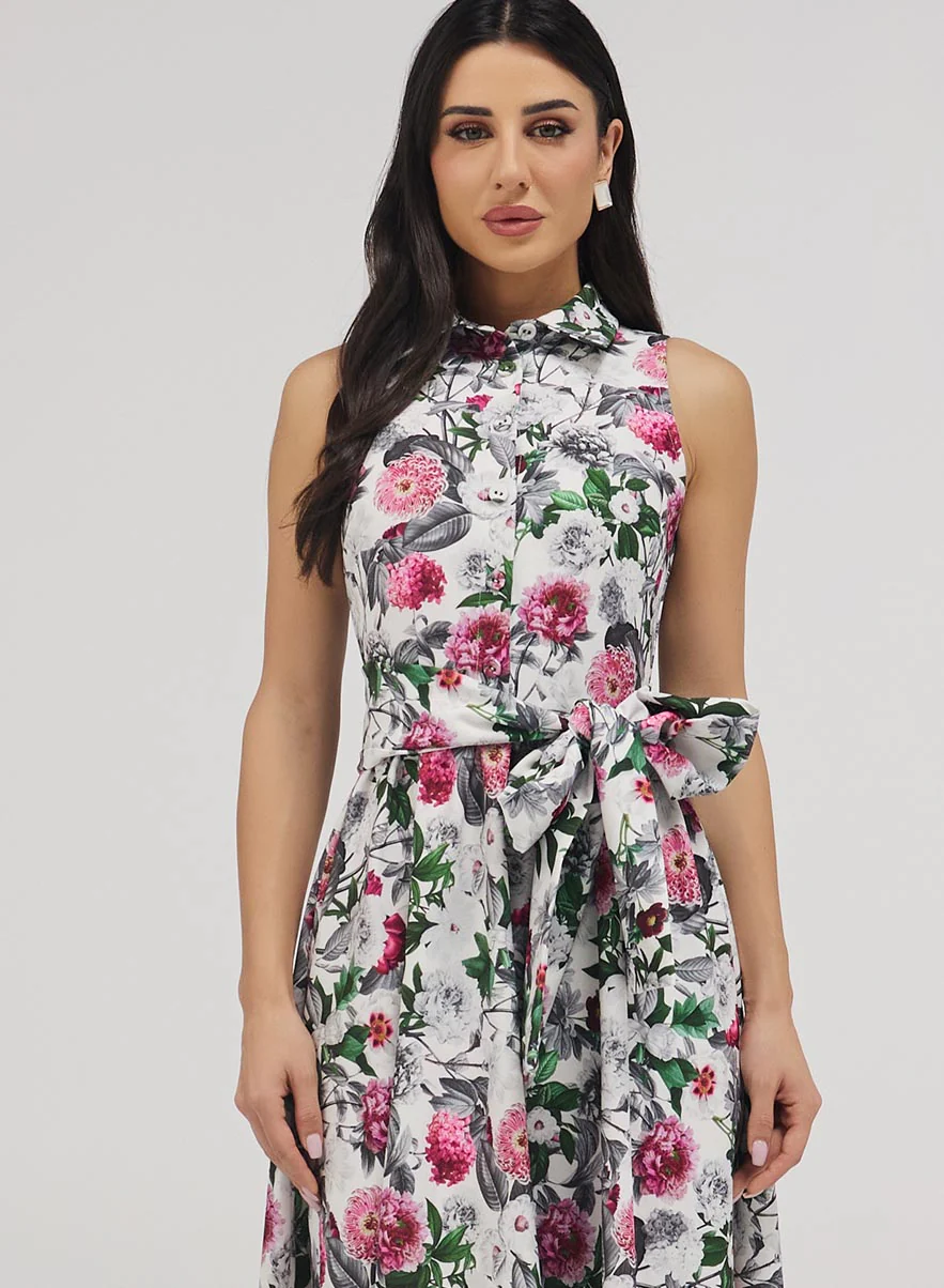 Collar Neck Floral Dress - Image 4