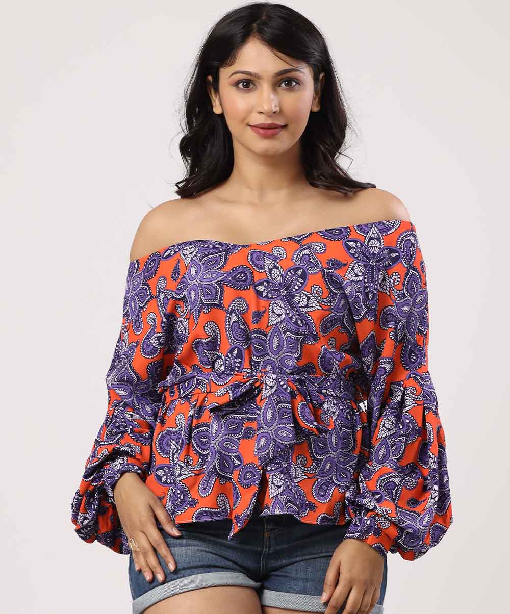 Color Block Lantern Sleeved Top - Image 2