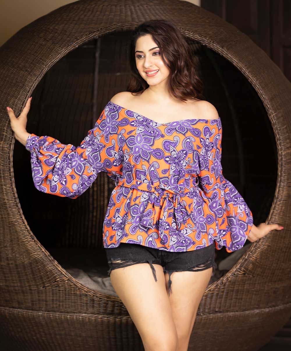 Color Block Lantern Sleeved Top - Image 4