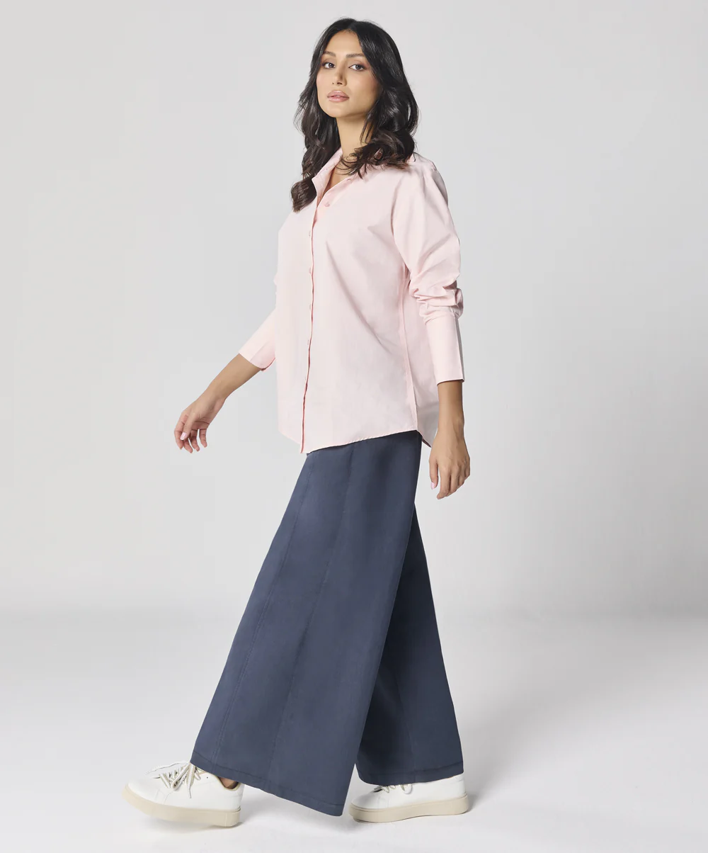 Cotton Oversized Shirt- Baby Pink - Image 3