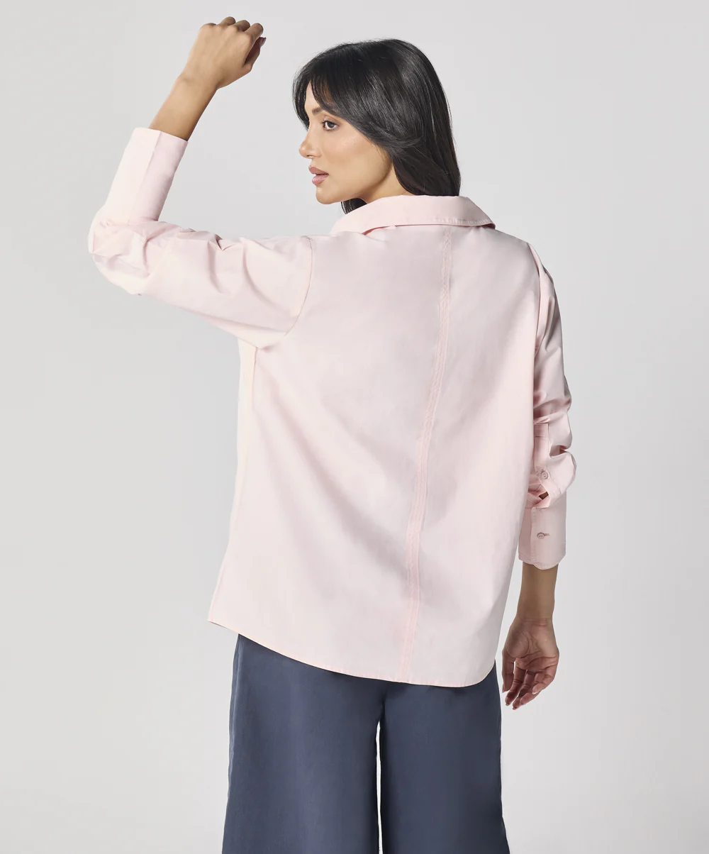 Cotton Oversized Shirt- Baby Pink - Image 6
