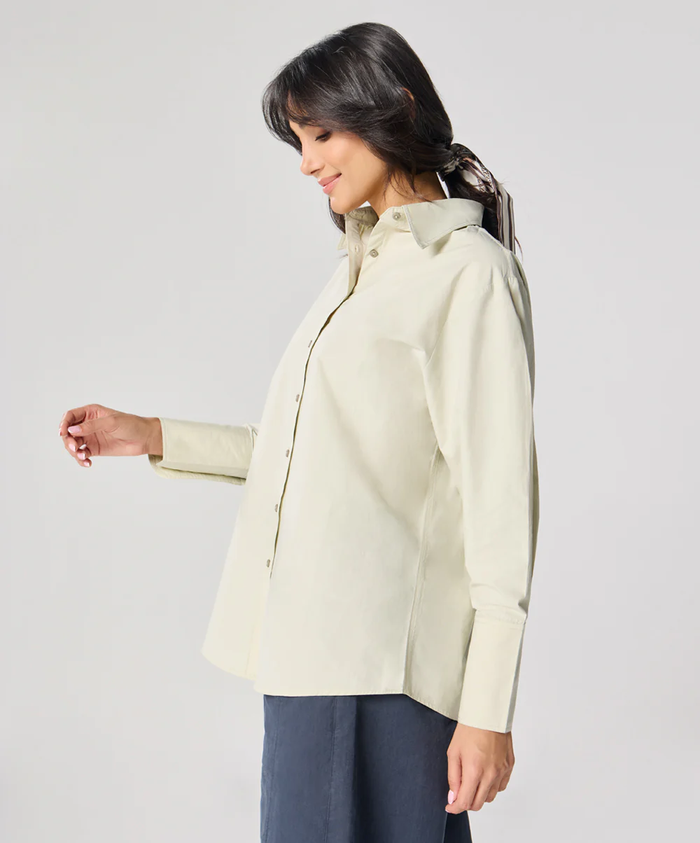 Cotton Oversized Shirt- Light Green - Image 3