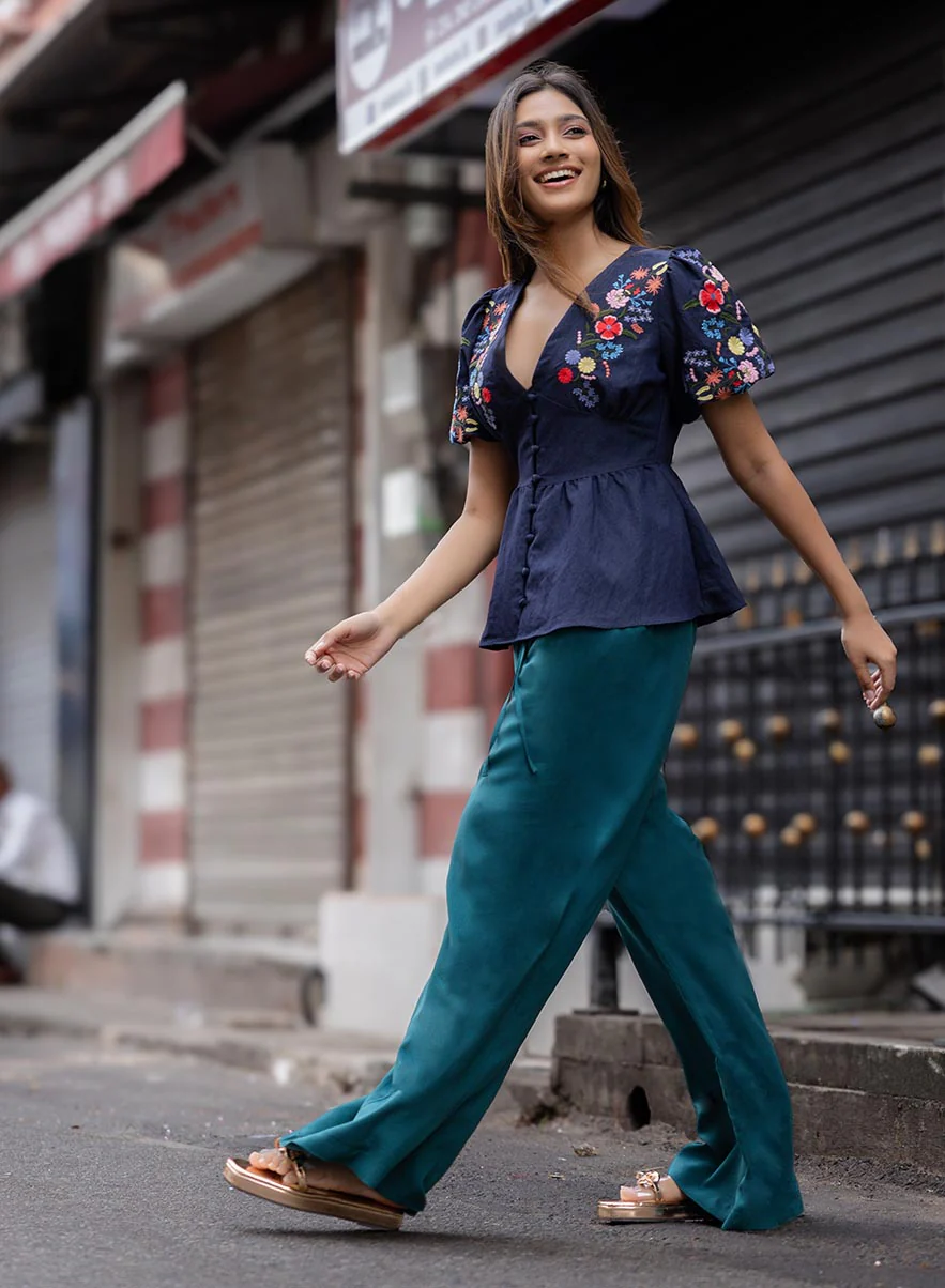Deep V Neck Embroidered Top - Image 2