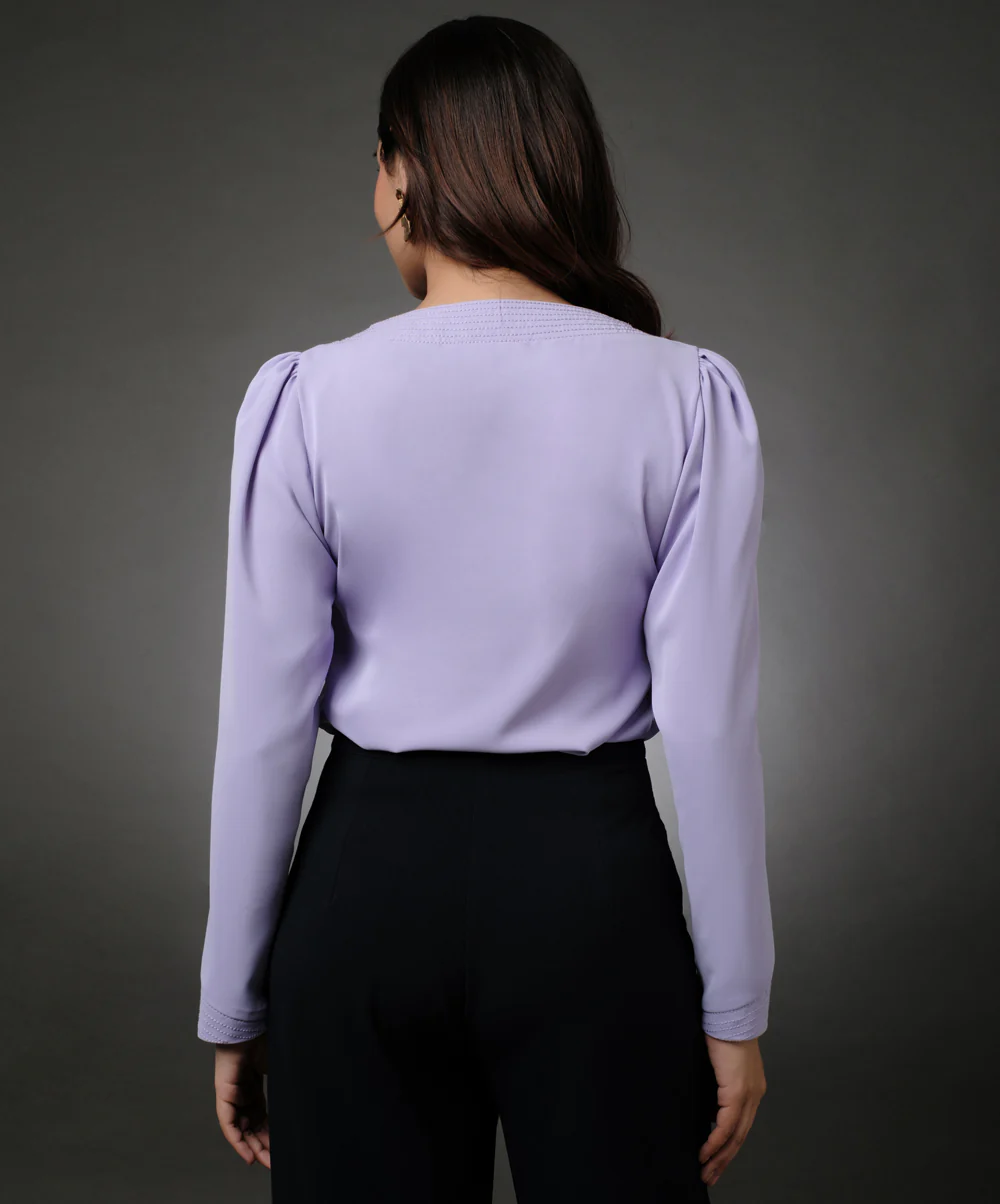 Embroidered Long Sleeve Lavender Top - Image 6