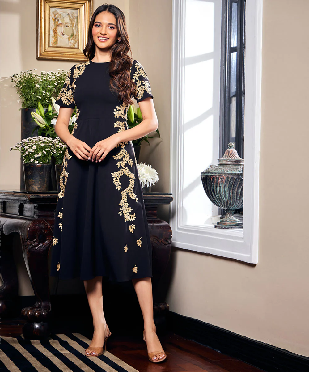 Embroidery Black Dress - Image 2
