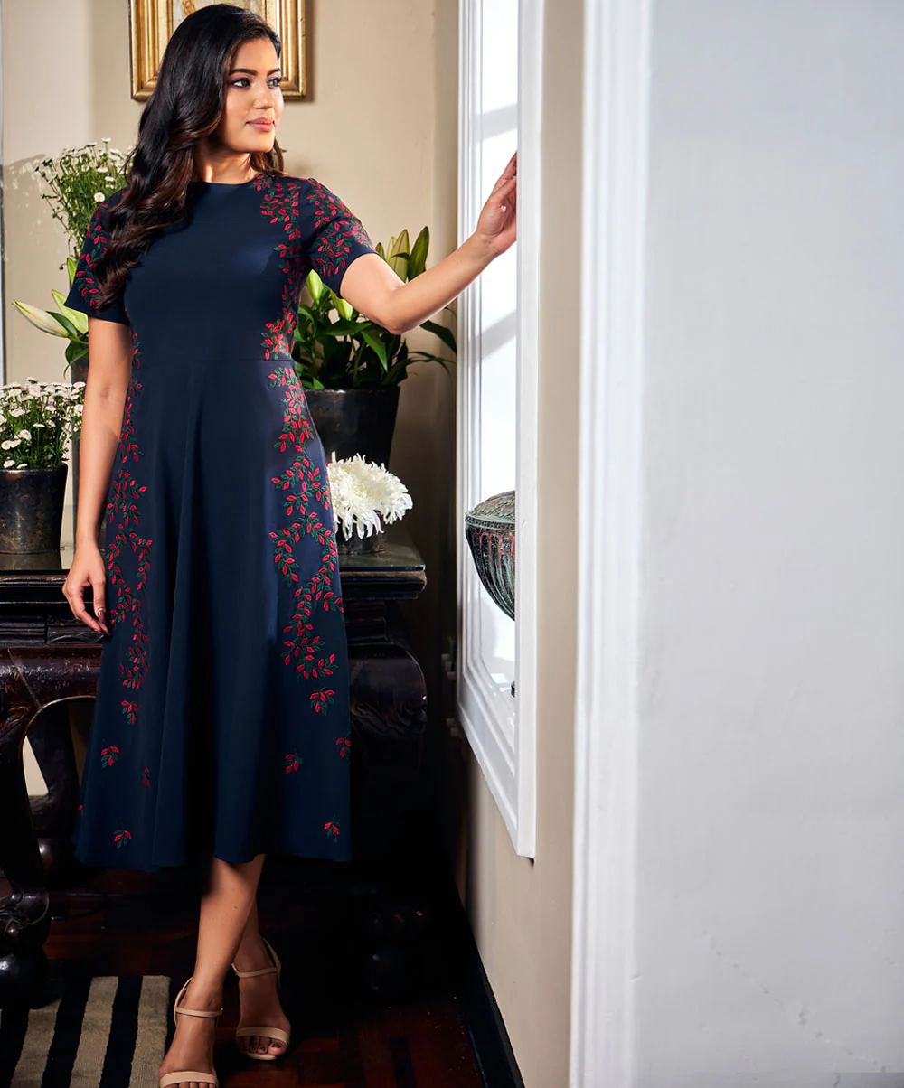 Embroidery Blue Dress