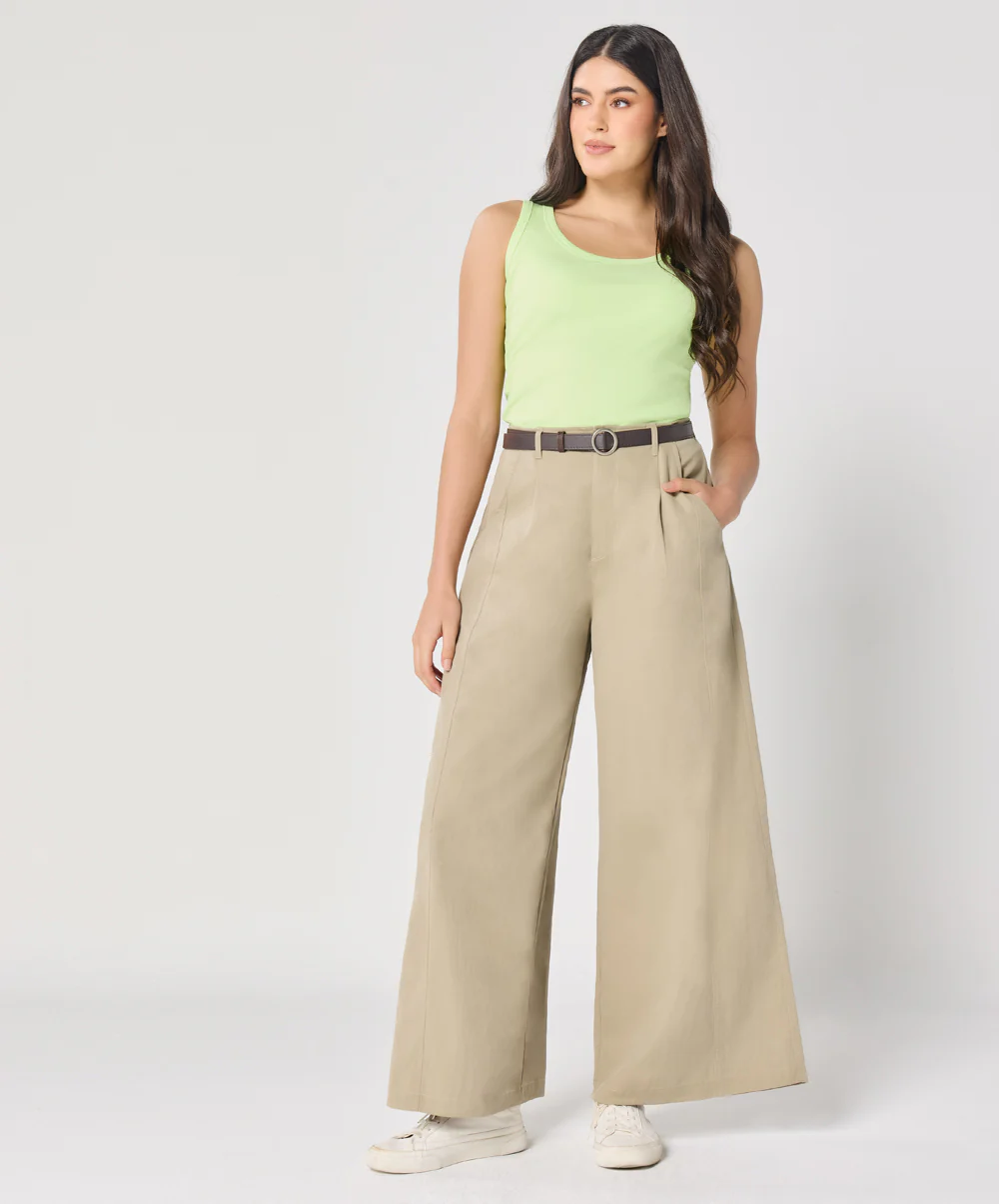 Flare Dark Beige Twill Pant - Image 2