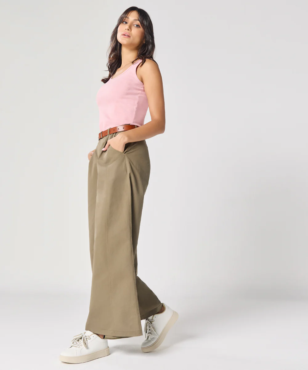 Flare Drak Green Twill Pant - Image 3