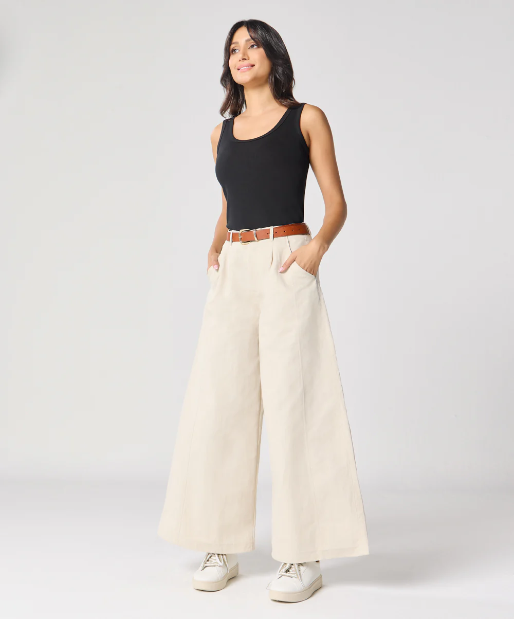 Flare Light Beige Twill Pant - Image 4