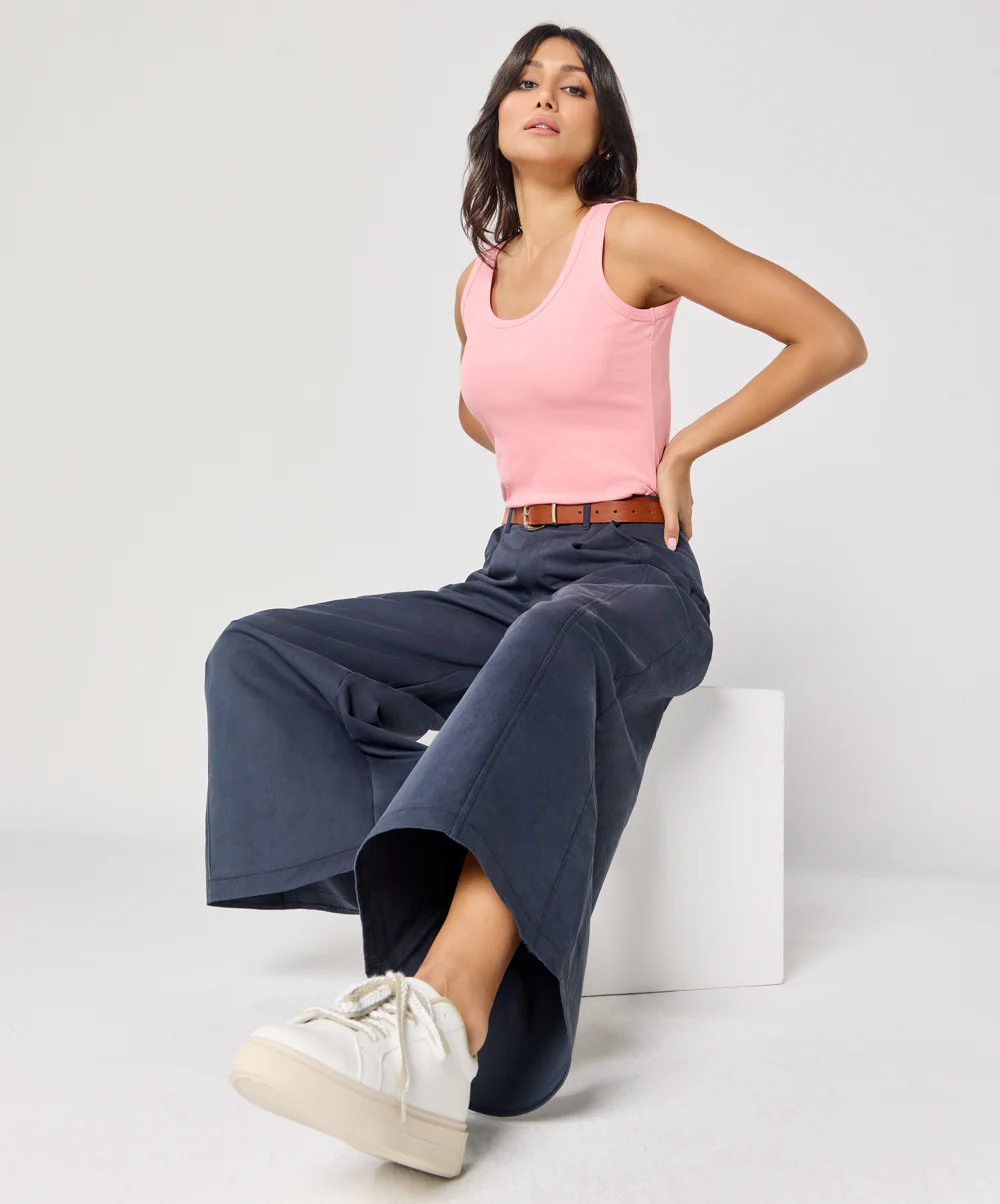 Flare Navy Blue Twill Pant - Image 2
