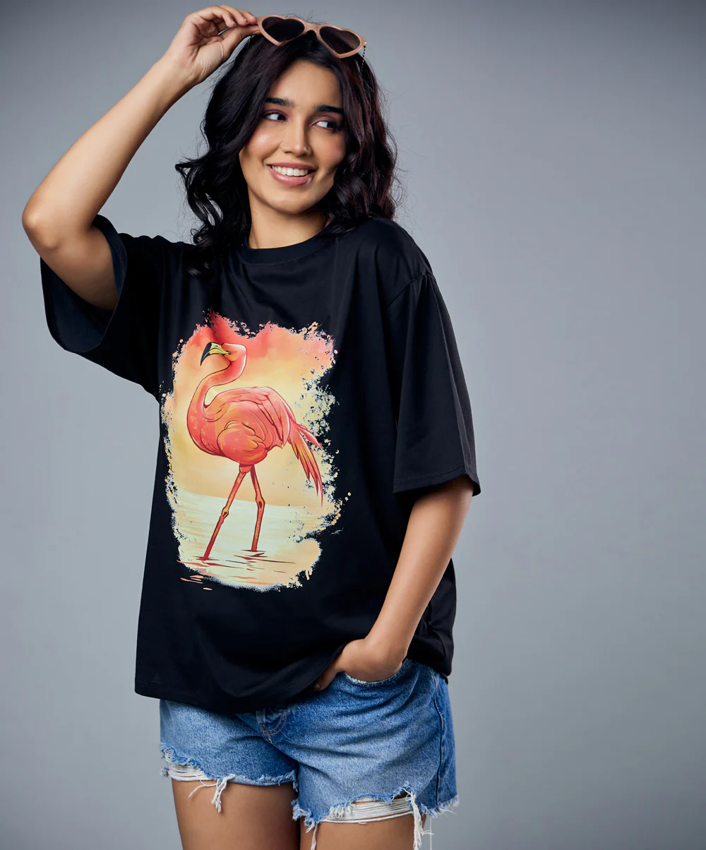 Flamingo Printed Oversized Tshirt - Image 2