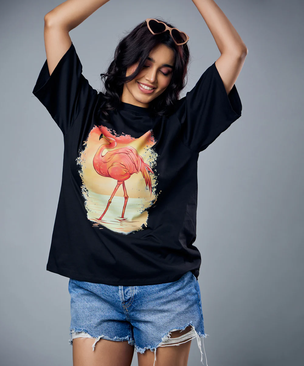 Flamingo Printed Oversized Tshirt - Image 3