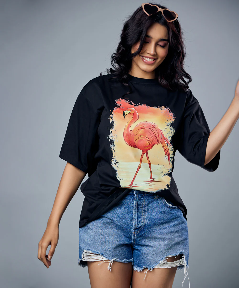 Flamingo Printed Oversized Tshirt - Image 4