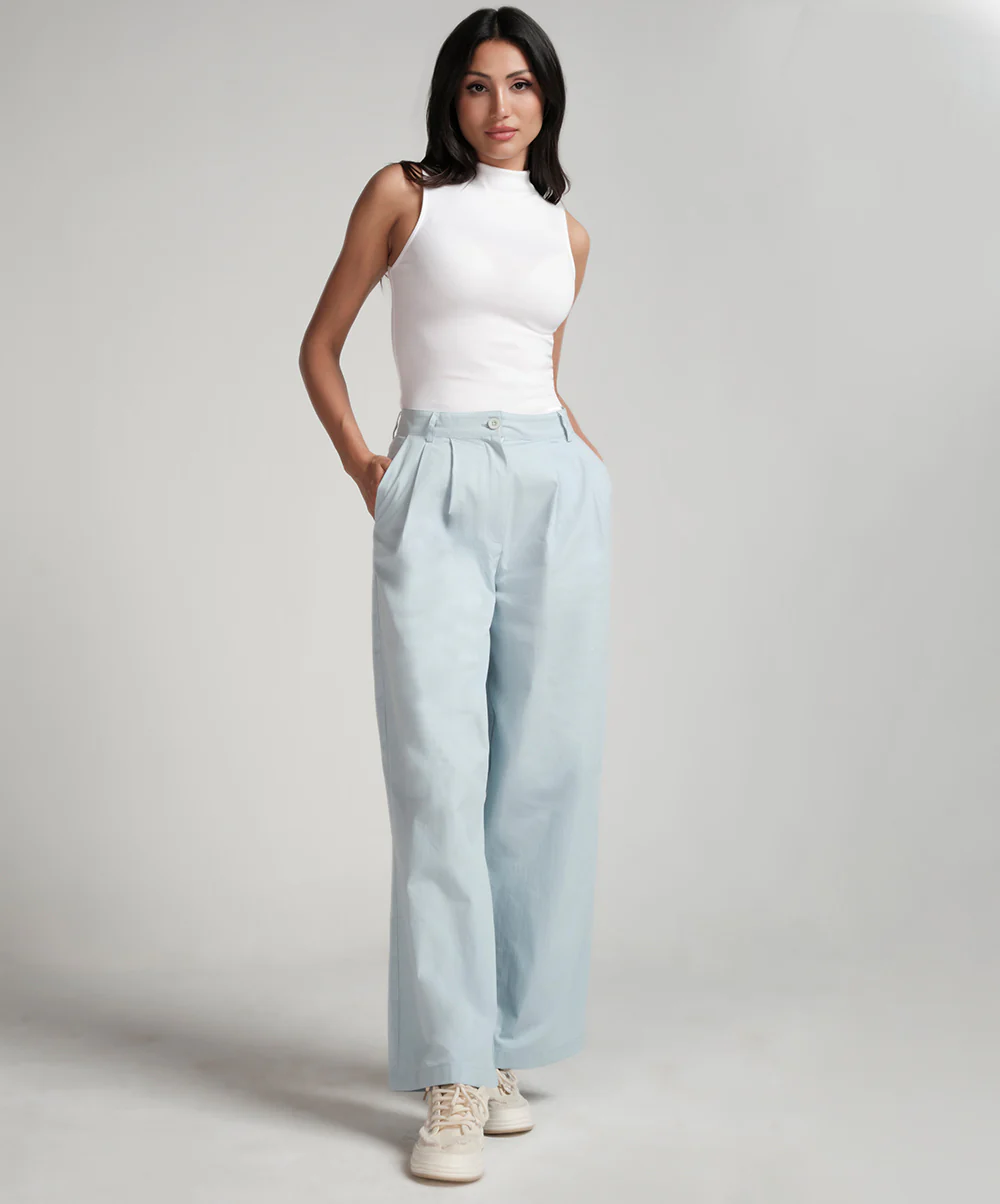 Flared Comfy Side Pocket Blue Pant - Image 2