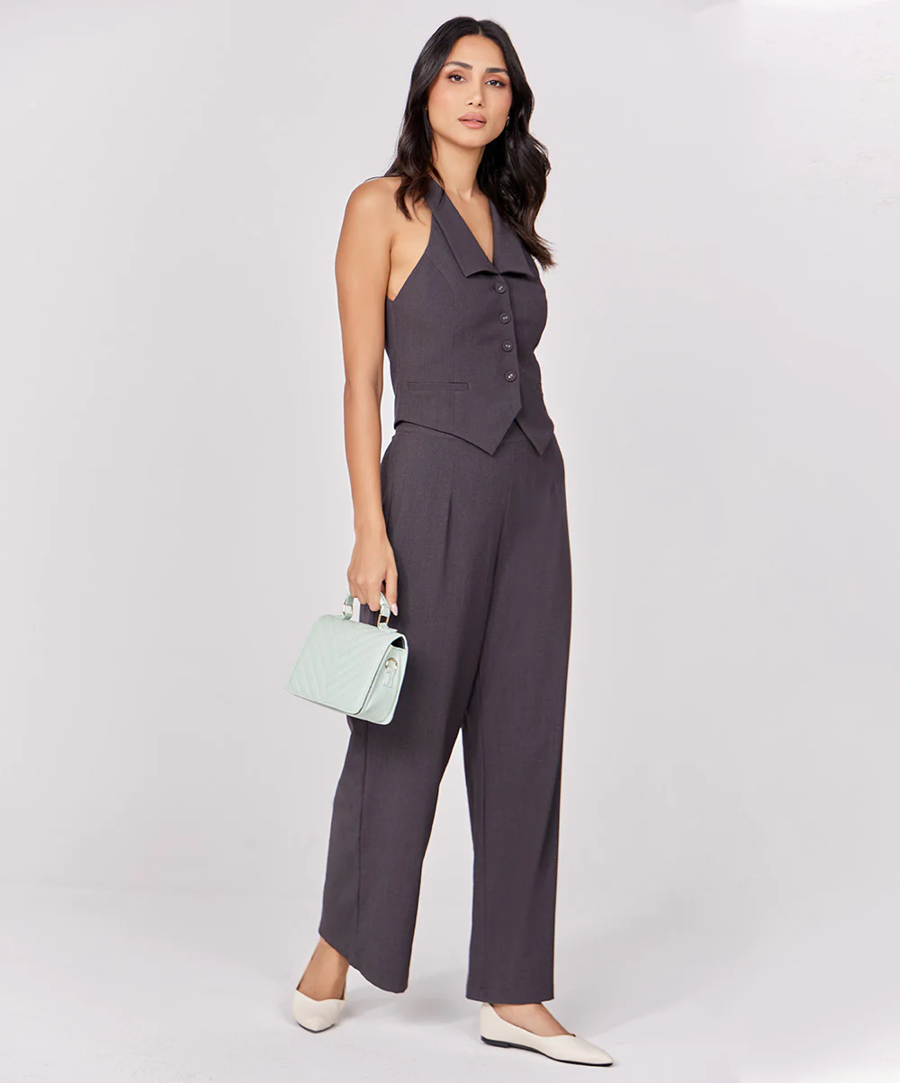 Flared Leg Formal Dark Grey Pant - Image 3