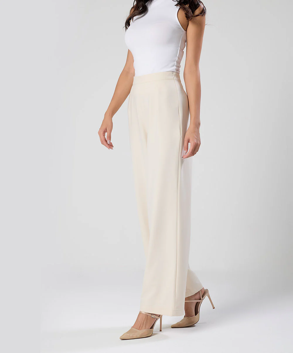 Flared Leg Formal Off White Pant - Image 2