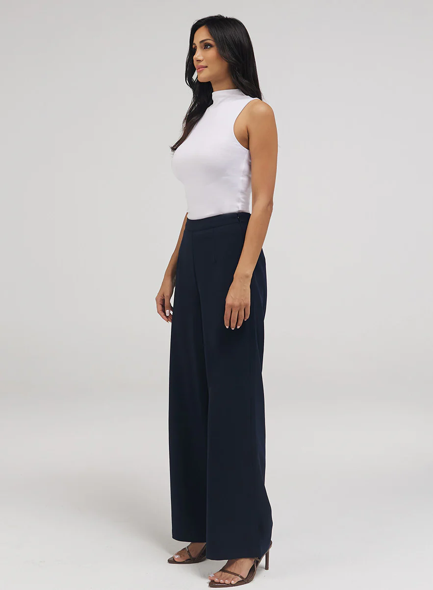 Flared Leg Formal Pant - Navy Blue - Image 2