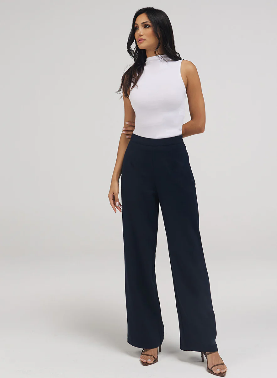 Flared Leg Formal Pant - Navy Blue - Image 4