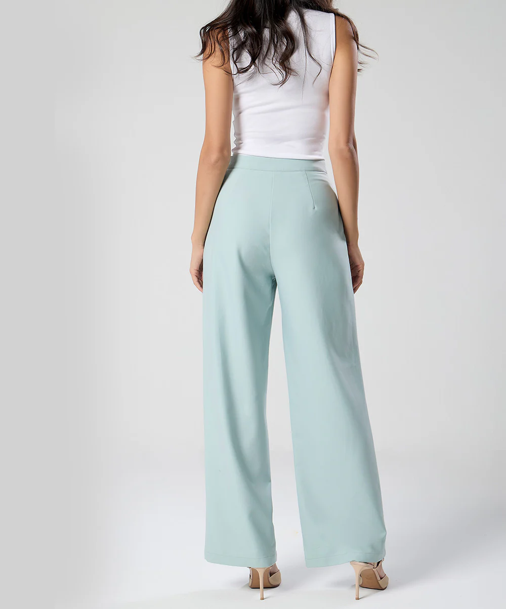 Flared Leg Light Green Pant - Image 5